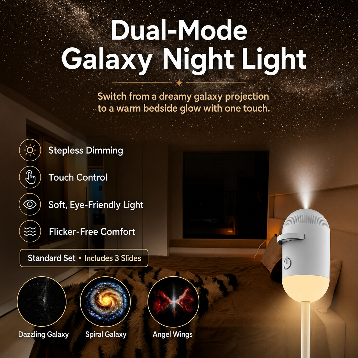 Bedroom star projector light – magical ceiling projection for relaxing atmosphere