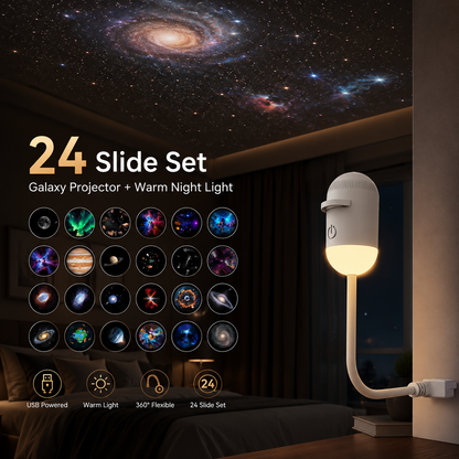 24 Slide Set galaxy projector night light with twenty-four dreamy projection themes for bedroom and living room decor