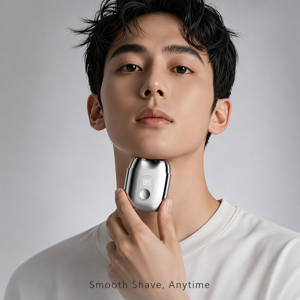 Portable travel electric razor with 360 degree floating heads