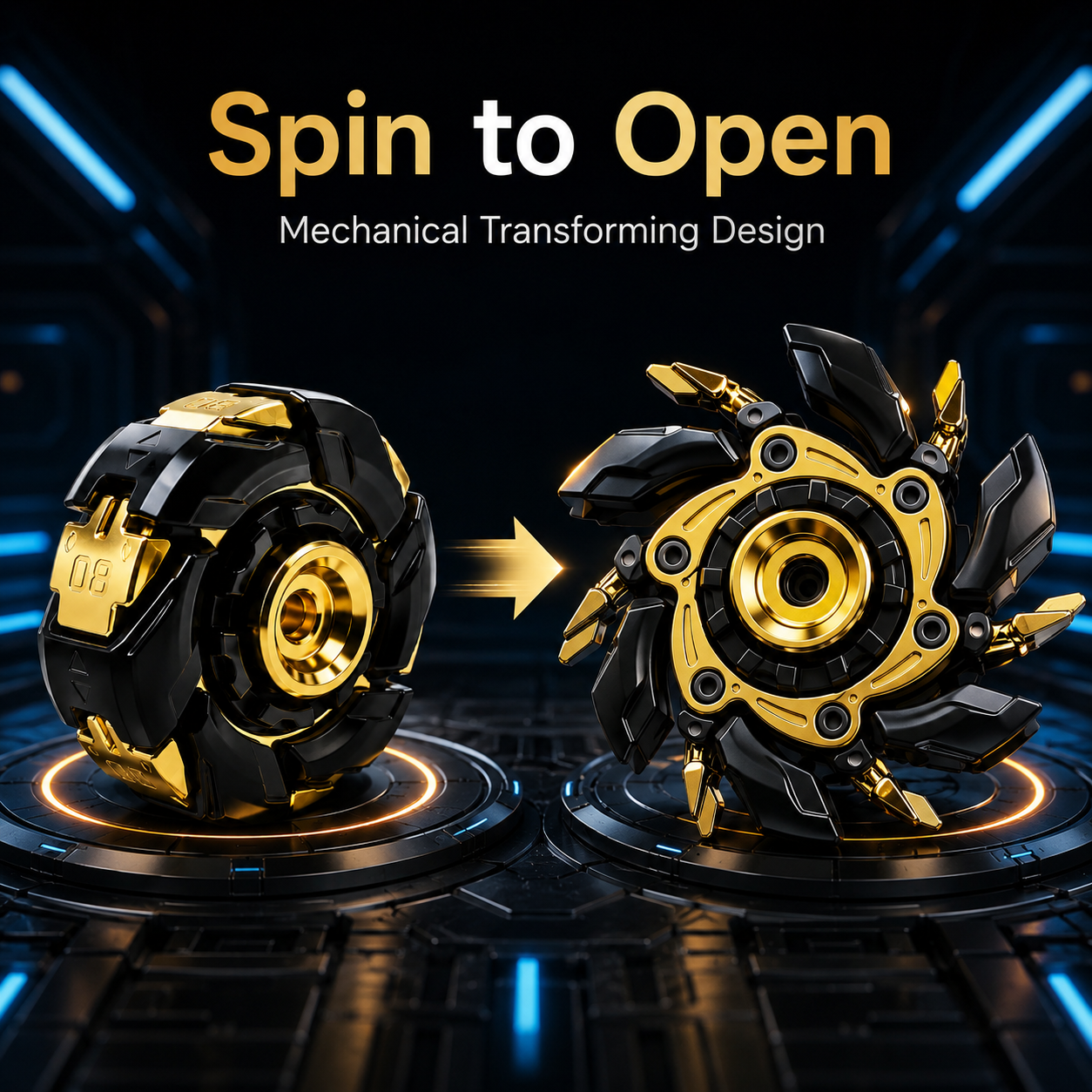 Full Metal Mechanical EDC Spinner – Spin-to-Open Fidget Toy for Gadget Lovers
