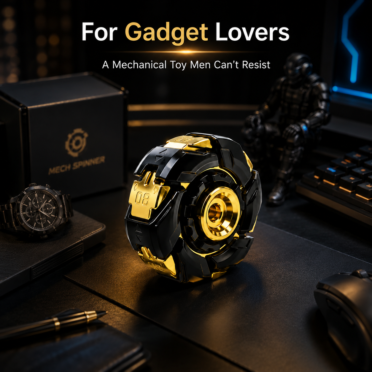 Full Metal Mechanical EDC Spinner – Spin-to-Open Fidget Toy for Gadget Lovers