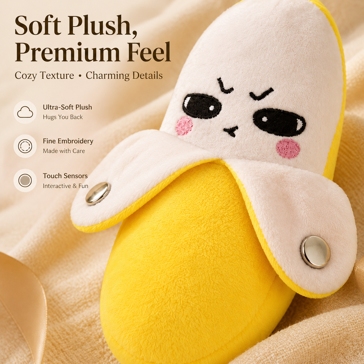 Funny banana plush gift with soft texture and playful melody function