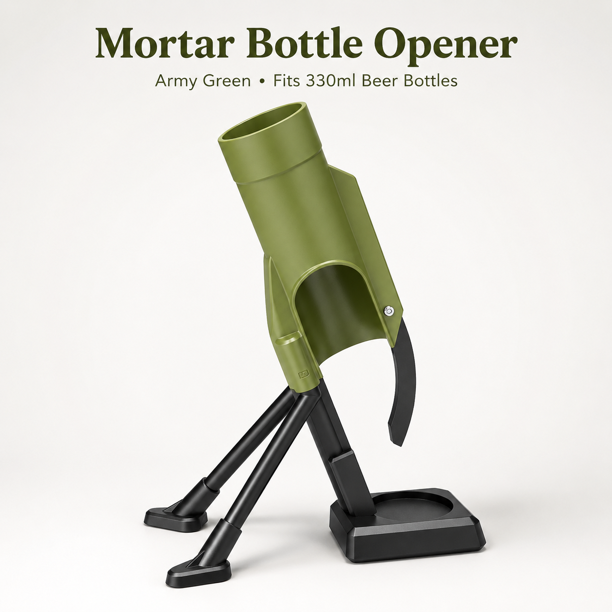 Military green mortar bottle opener for 330ml beer bottles