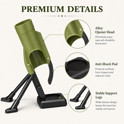 Mortar bottle opener with alloy opener head and anti-shock pad