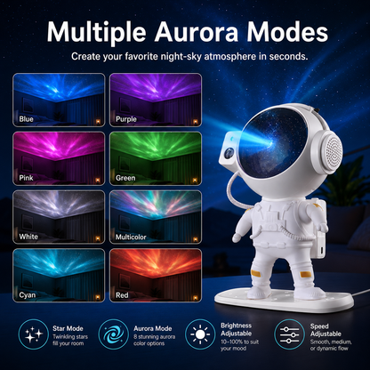 Astronaut galaxy projector with multiple color lighting modes