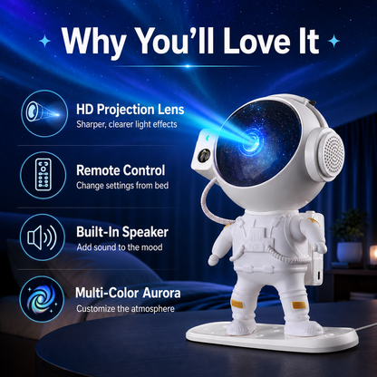 Astronaut galaxy projector light with aurora star projection
