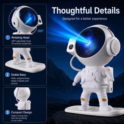 Adjustable astronaut galaxy projector with button controls
