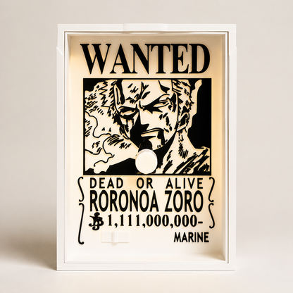 Compact wanted poster shadow light with anime-inspired artwork and wall projection design