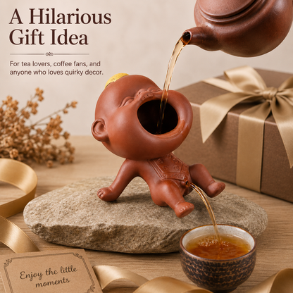 Funny ceramic tea fountain tea pet as a hilarious gift idea for tea lovers, coffee fans, and people who enjoy quirky decor