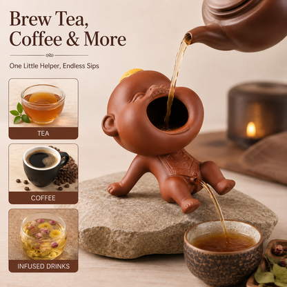 Ceramic funny tea fountain for brewing and serving tea, coffee, herbal drinks, and other warm beverages
